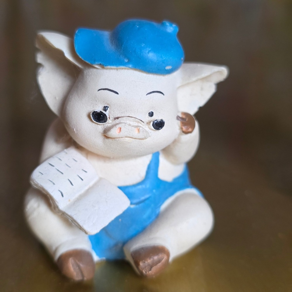 Vintage Anthropomorphic Pig & Mouse Figurines Set Whimsical Animal Pig Core - Picture 5 of 16